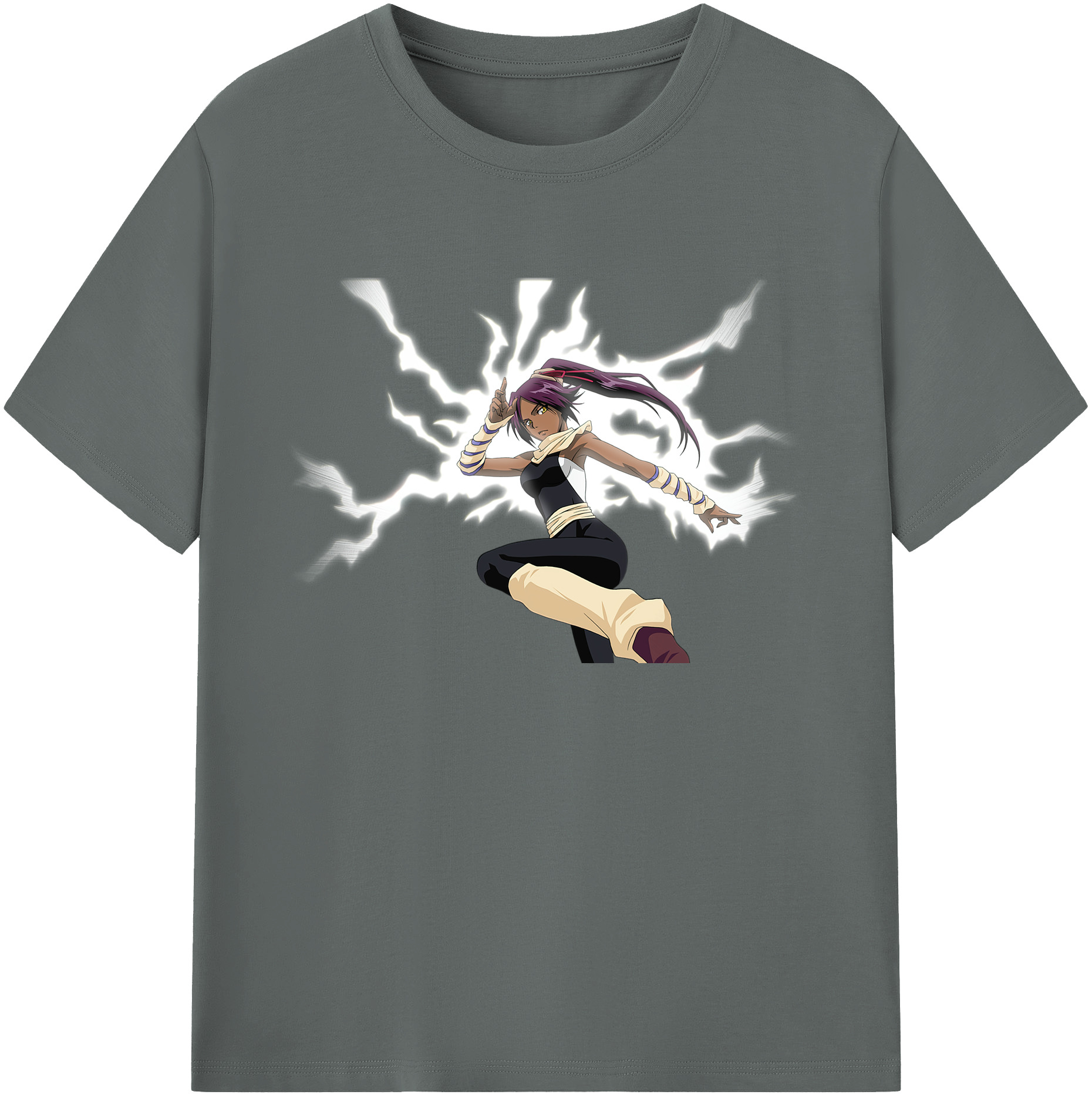 （画像用） ブリーチ 四楓院 夜一（しほういん よるいち） BLEACH Shihouin Yoruichi 綿100％ メンズ半袖Tシャツ｜肌触りやわらか＆通気性